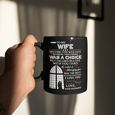 Alternative view of To My Wife Mug Meeting You Was Fate Ceramic Coffee Mug - Beer Stein - Water Bottle - Color Changing Mug
