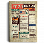 Vintage Newspaper 2020 Pandemic - The Year You Turned One Funny Quarantine Birthday Gift Framed Canvas Prints - Unframed Poster, White, 0.75'' Framed Canvas