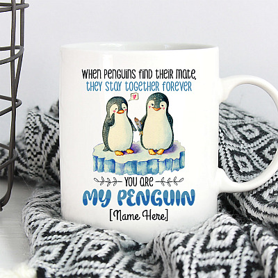 Alternative view of Personalized You Are My Penguin Together Forever Coffee Mug - Beer Stein - Water Bottle - Color Changing Mug