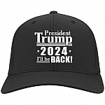 Trump 2024 I'll Be Back Snapback Hat, Black, Twill Cap