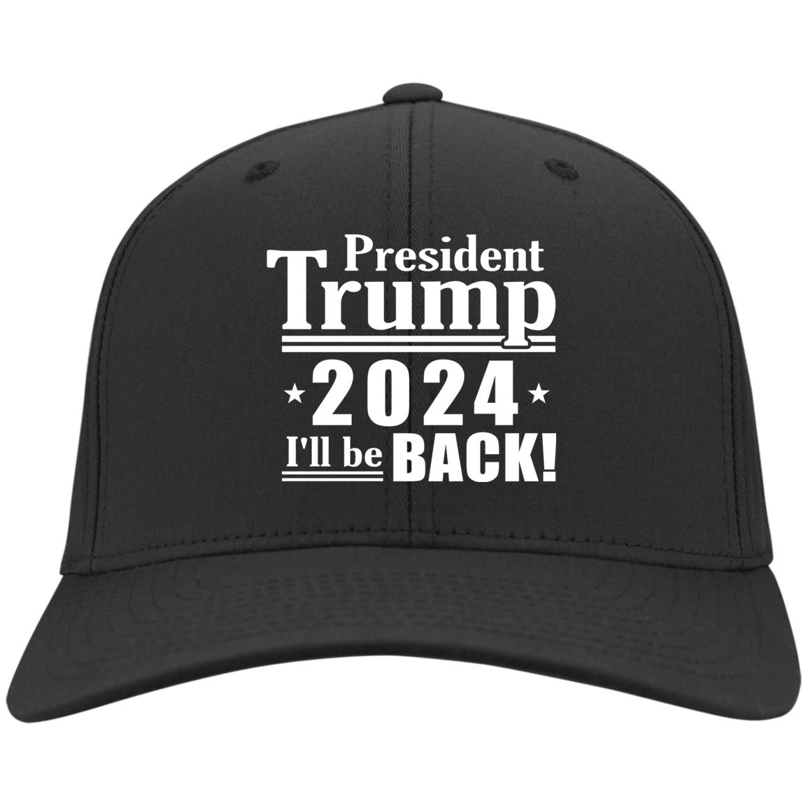 Trump 2024 I'll Be Back Snapback Hat, Black, Twill Cap