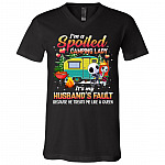 I'm A Spoiled Camping Lady, Black, V-Neck T-Shirt I'm A Spoiled Camping Lady, Black, V-Neck T-Shirt