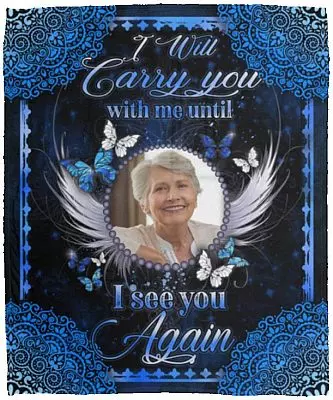 Personalized Photo I Will Carry You Blanket, White, Cozy Plush Fleece Blanket - 50x60