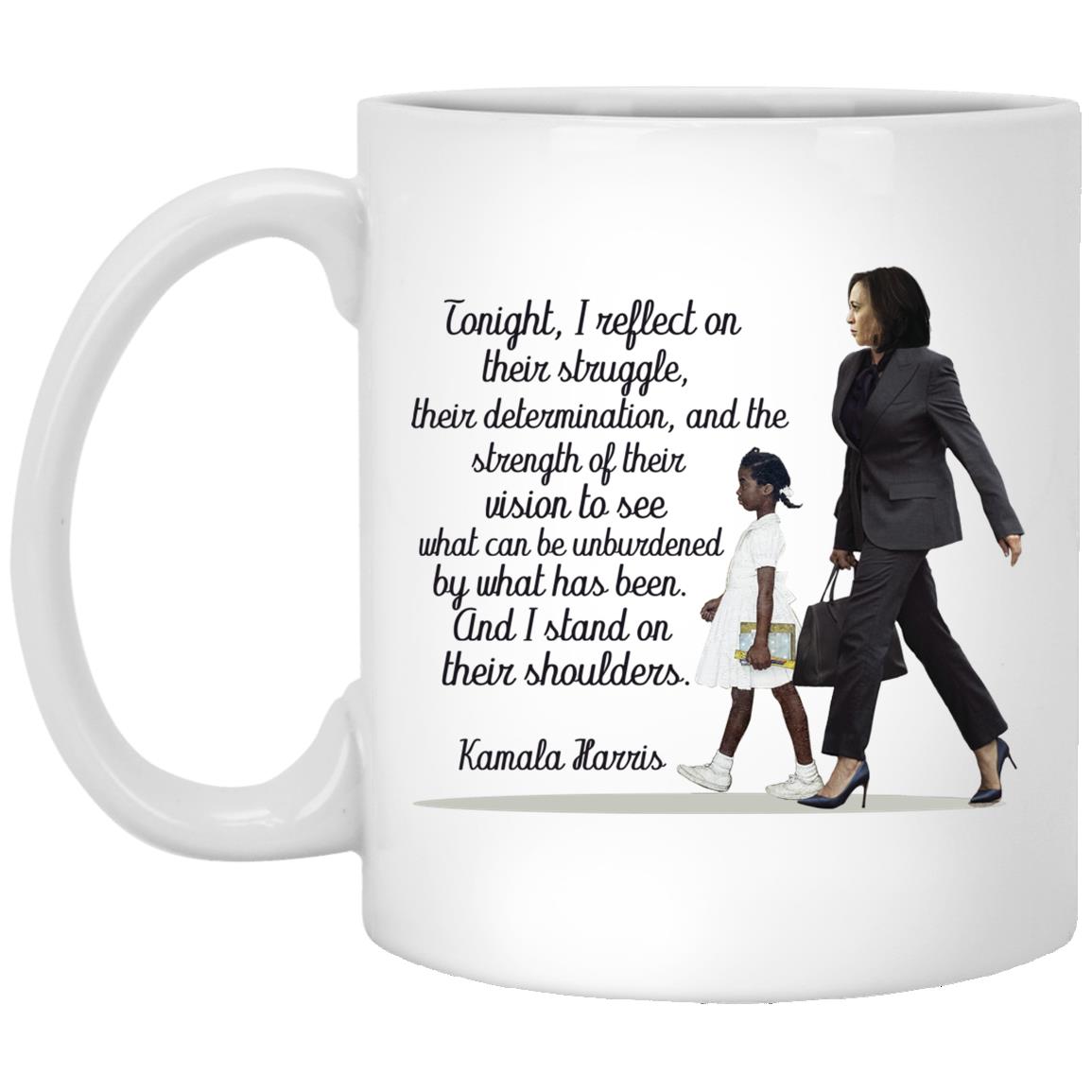Kamala Harris Speech Standing Mug, White, 11 oz. White Mug