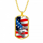 In God We Trust American Flag Dog Tag Pendant Necklace - Christian Necklace Religious Gifts For Men - Dog Tag (Gold Plated)