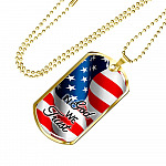 In God We Trust American Flag Dog Tag Pendant Necklace - Christian Necklace Religious Gifts For Men - Dog Tag (Gold Plated)
