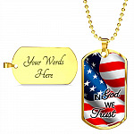 In God We Trust American Flag Dog Tag Pendant Necklace - Christian Necklace Religious Gifts For Men - Dog Tag (Gold Plated)