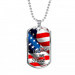 In God We Trust American Flag Dog Tag Pendant Necklace - Christian Necklace Religious Gifts For Men - Dog Tag (Silver)