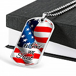 In God We Trust American Flag Dog Tag Pendant Necklace - Christian Necklace Religious Gifts For Men - Dog Tag (Silver)