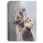 Yorkshire Terrier Jesus Hand Take My Hand God Lovers Framed Canvas Prints - God's Hand Yorkie Unframed Poster, White, 0.75'' Framed Canvas