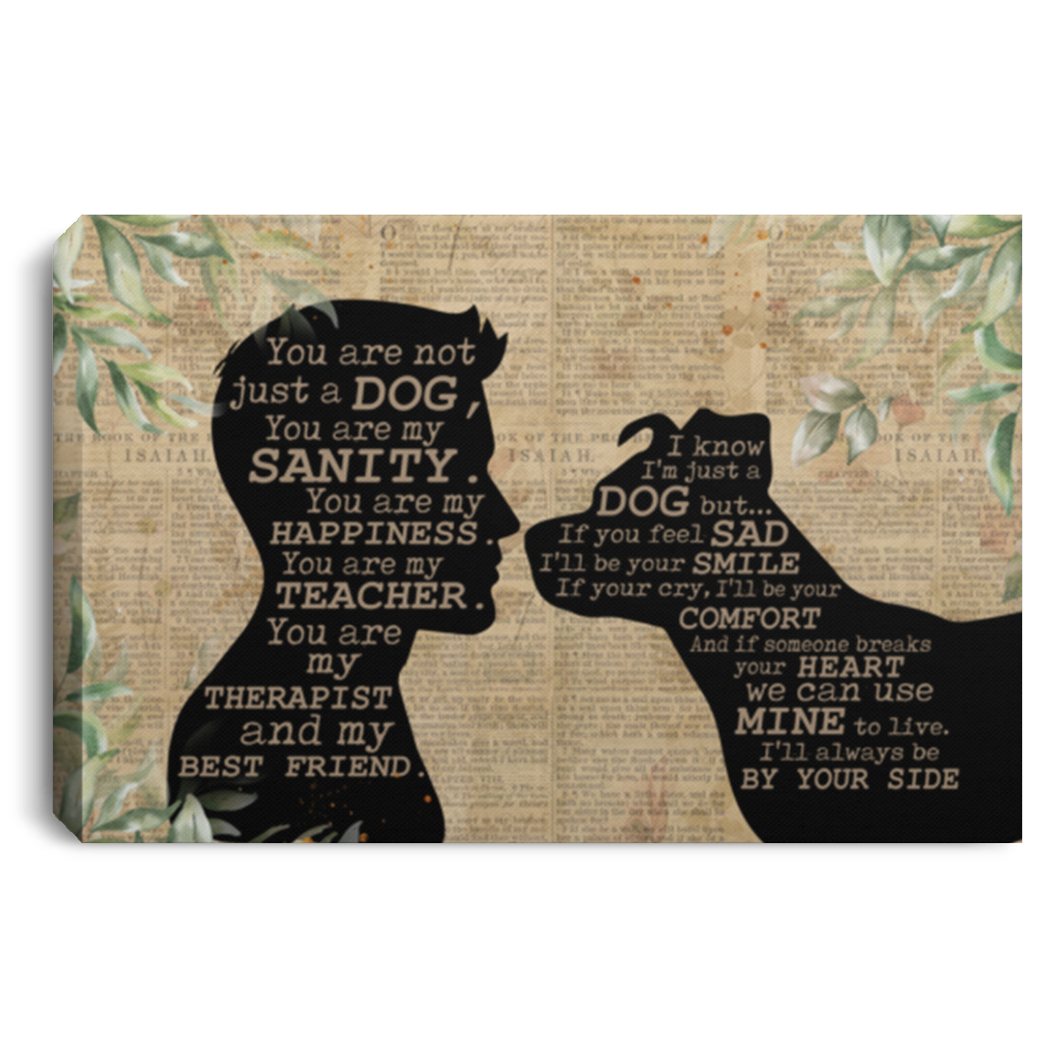 Pitbull And Boy You Are Not Just A Dog You Are My Sanity Gallery Wrapped Framed Canvas Prints - Unframed Poster, White, 0.75'' Framed Canvas