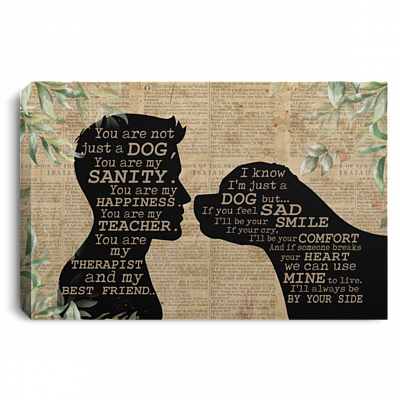 Rottweiler And Boy You Are Not Just A Dog You Are My Sanity Wrapped Framed Canvas Prints - Unframed Poster, White, 0.75'' Framed Canvas