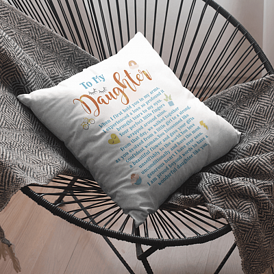 Alternative view of To My Daughter I Am Proud of You Throw Pillow - Decorative Pillow - Indoor Cushion - Sofa Home Decor