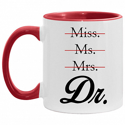 Dr Mug, White/Red, 11 oz. Accent Mug