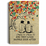 Personalized Gay Couple And They Lived Happily Ever After Framed Canvas Prints - LGBT Unframed Poster, White, 0.75'' Framed Canvas