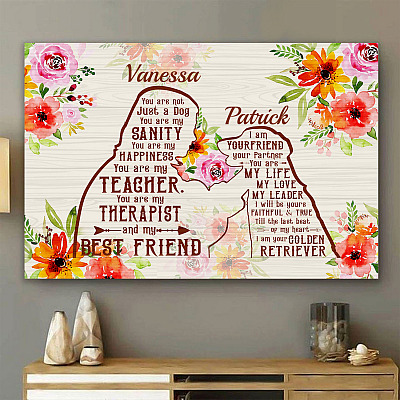 Alternative view of Personalized Golden Retriever Girl Dog You Are Not Just A Dog You Are My Sanity Framed Canvas - Unframed Poster