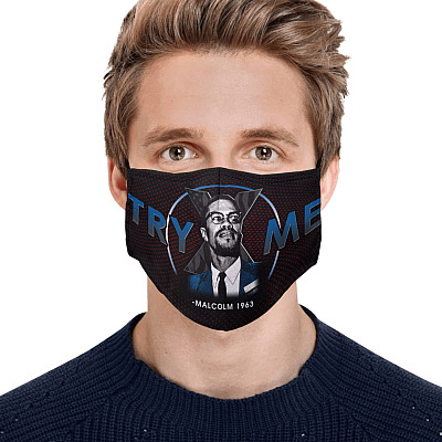 Alternative view of Malcolm X Try Me 1963 Civil Rights Quote Washable Reusable Custom Printed Cloth Face Mask Cover