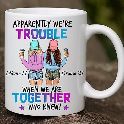 Alternative view of Personalized Apparently We're Trouble Ceramic Coffee Mug - Beer Stein - Water Bottle - Color Changing Mug