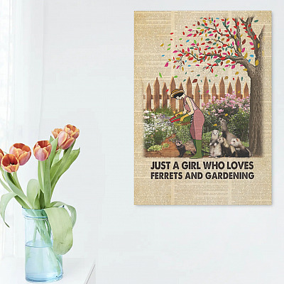 Alternative view of Just A Girl Who Loves Ferrets And Gardening Framed Canvas - Unframed Poster - Ferret Wall Art Home Decor