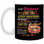 To My Husband Never Forget, Black, 11 oz. White Mug