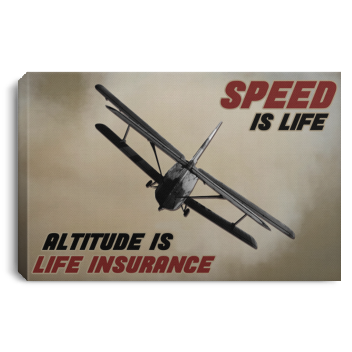 Speed Is Life Altitude Is Life Insurance Aircraft Vintage Framed Canvas Prints - Unframed Poster, White, 0.75'' Framed Canvas