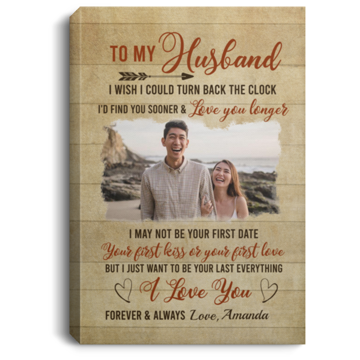 Personalized Photo To My Husband I Wish I Could Turn Back the Clock Framed Canvas - Unframed Poster, White, 0.75'' Framed Canvas
