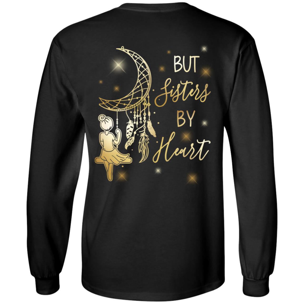 BFF Best Friends But Sisters By Heart Bestie Matching Print On Back Hoodie - Long Sleeve - Sweatshirt, Black, Long Sleeve