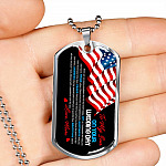 Mom To My Son On Your Wedding Day There Are So Many Emotions That Fill My Heart Today US Flag Dog Tag Pendant Necklace - Dog Tag (Silver)