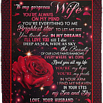 To My Gorgeous Wife You're Always Blanket, White, Cozy Plush Fleece Blanket - 50x60