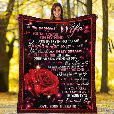 Alternative view of To My Gorgeous Wife You're Always On My Mind You're Everything To Me Rose Fleece Blanket - Mink Sherpa Blanket