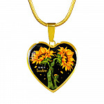 You Are My Sunshine Mother and Daughter Sunflower Heart Pendant Necklace Gifts - Heart Luxury Necklace (Gold Plated)
