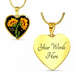 You Are My Sunshine Mother and Daughter Sunflower Heart Pendant Necklace Gifts - Heart Luxury Necklace (Gold Plated)