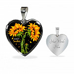 You Are My Sunshine Mother and Daughter Sunflower Heart Pendant Necklace Gifts - Heart Luxury Necklace (Silver)