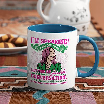 Alternative view of Kamala Harris 2020 Debate - I'm Speaking Feminist   Accent Mug