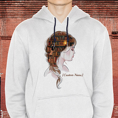 Alternative view of Personalized Library Lady Gift Ideas for Book Lovers Hoodie - Sweatshirt - Long Sleeve Shirt