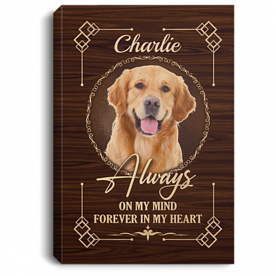 Personalized Photo Dog Always on My Mind Forever in My Heart Sympathy Gift Framed Canvas - Unframed Poster, White, 0.75'' Framed Canvas