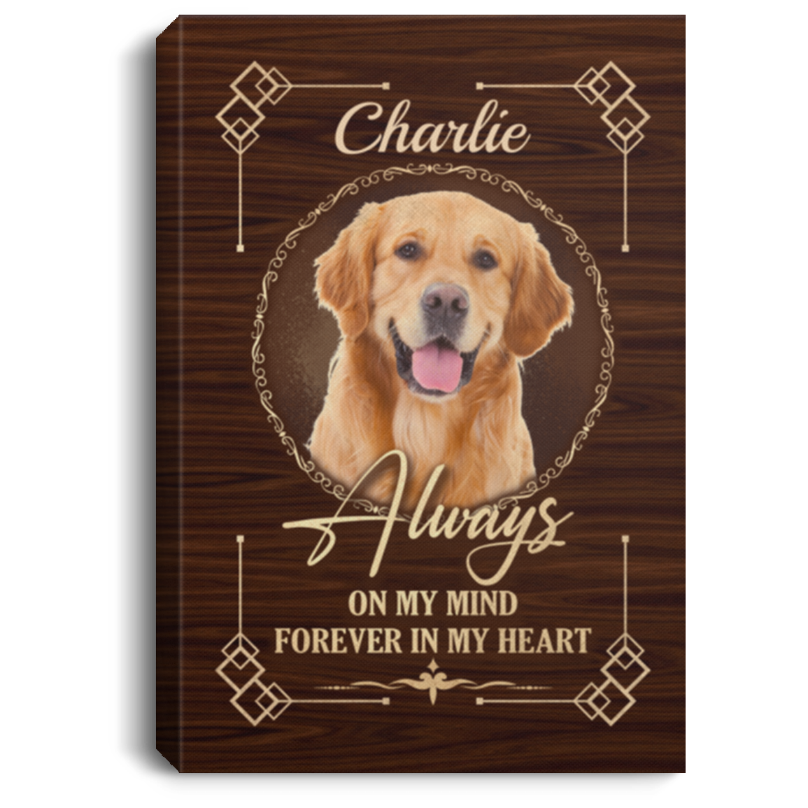 Personalized Photo Dog Always on My Mind Forever in My Heart Sympathy Gift Framed Canvas - Unframed Poster, White, 0.75'' Framed Canvas