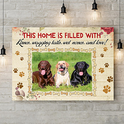 Alternative view of Personalized Photo Dog This Home Is Filled with Kisses Wagging Tails Wet Noses Framed Canvas - Unframed Poster