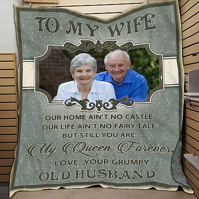 Alternative view of Personalized Photo To My Wife Our Home Ain't No Castle Fleece Blanket - Mink Sherpa Blanket - Woven Blanket