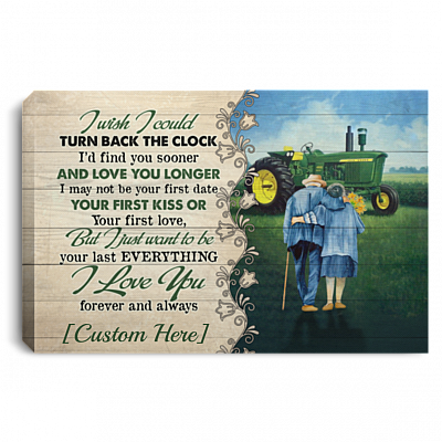 Personalized I Wish I Could Turn Back The Clock Tractor Couple Wrapped Framed Canvas Prints - Unframed Poster, White, 0.75'' Framed Canvas