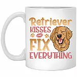 Retriever Dog Kiss, White, 11 oz. White Mug