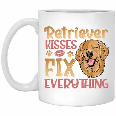 Retriever Dog Kiss, White, 11 oz. White Mug