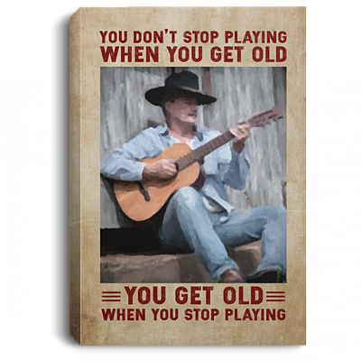 You Don't Stop Playing When You Get Old Gallery Wrapped Framed Canvas Prints - Unframed Poster, White, 0.75'' Framed Canvas