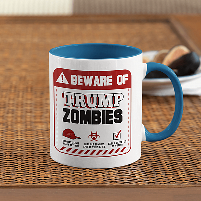 Alternative view of Anti Trump Funny Beware of Trump Zombie - Trump Not My President Biden Harris 2021 Accent Mug