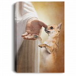 Chihuahua Take My Hand Jesus Wrapped Framed Canvas Prints - Unframed Poster - Chihuahua God Decor Wall Art, White, 0.75'' Framed Canvas