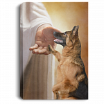 German Shepherd Take My Hand Jesus Wrapped Framed Canvas Prints - Unframed Poster - German Shepherd God Wall Art, White, 0.75'' Framed Canvas
