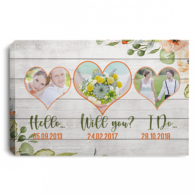 Custom Photo Hello Will You I Do Gallery Wrapped Framed Canvas Prints - Unframed Poster - Home Decor Wall Art, White, 0.75'' Framed Canvas