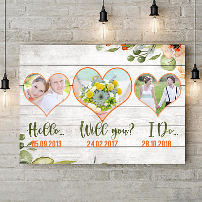 Alternative view of Custom Photo Hello Will You I Do Gallery Wrapped Framed Canvas Prints - Unframed Poster - Home Decor Wall Art