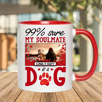 Personalized Photo Dog 99 Percent Sure My Soulmate Is a Dog Dog Mom Gifts Accent Mug