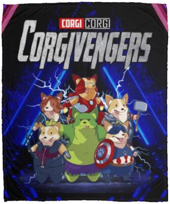 Corgi Blanket, White, Cozy Plush Fleece Blanket - 50x60